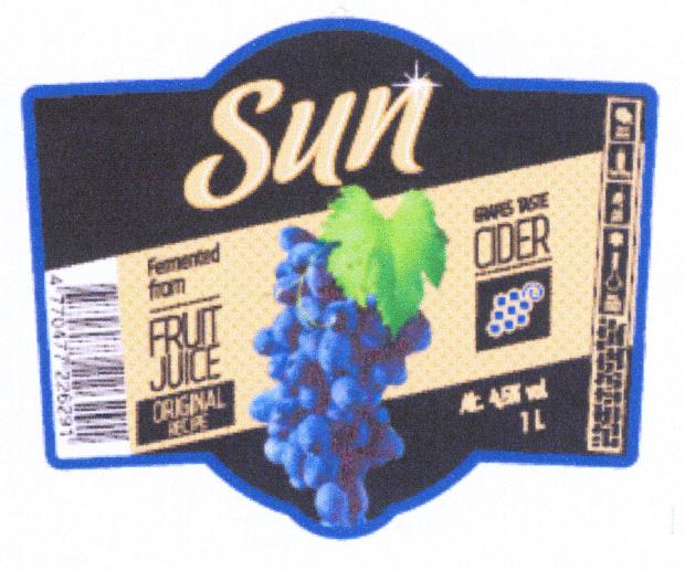 Prekės ženklas: Sun GRAPE TASTE CIDER Fermented from FRUIT JUICE